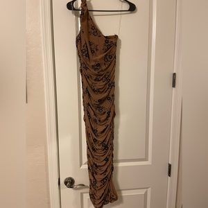 NWOT one shoulder floral rouched dress